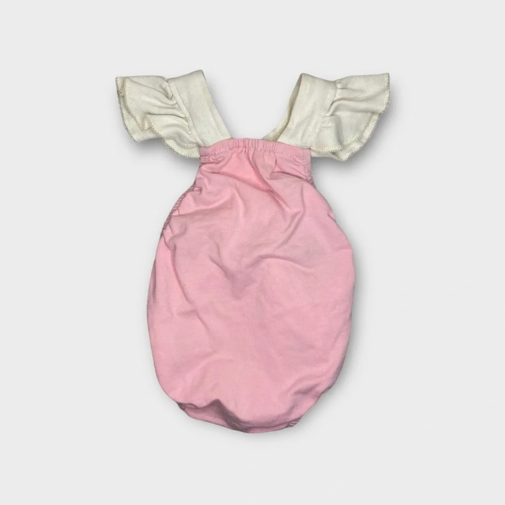 Everly B. Beige Ruffle Cap Sleeve Pink Bubble Romper